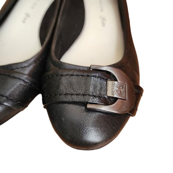 Anne Klein Shoes Woman's Black Leather Upper Balance Size 7.5 Ballet Flat - Picture 9 of 13